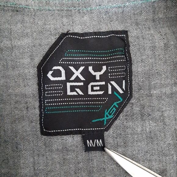 OXYGEN Button Down Casual Shirt Abstract Pattern Green Men's Sz M - Picture 11 of 12